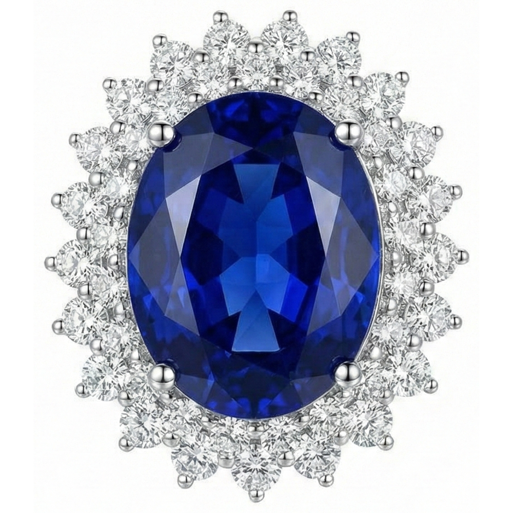 natural round tanzanite 1.85ct ring close up detail