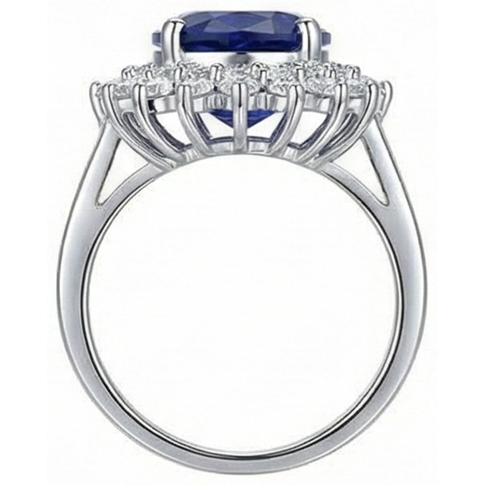 natural round tanzanite 1.85ct ring profile view
