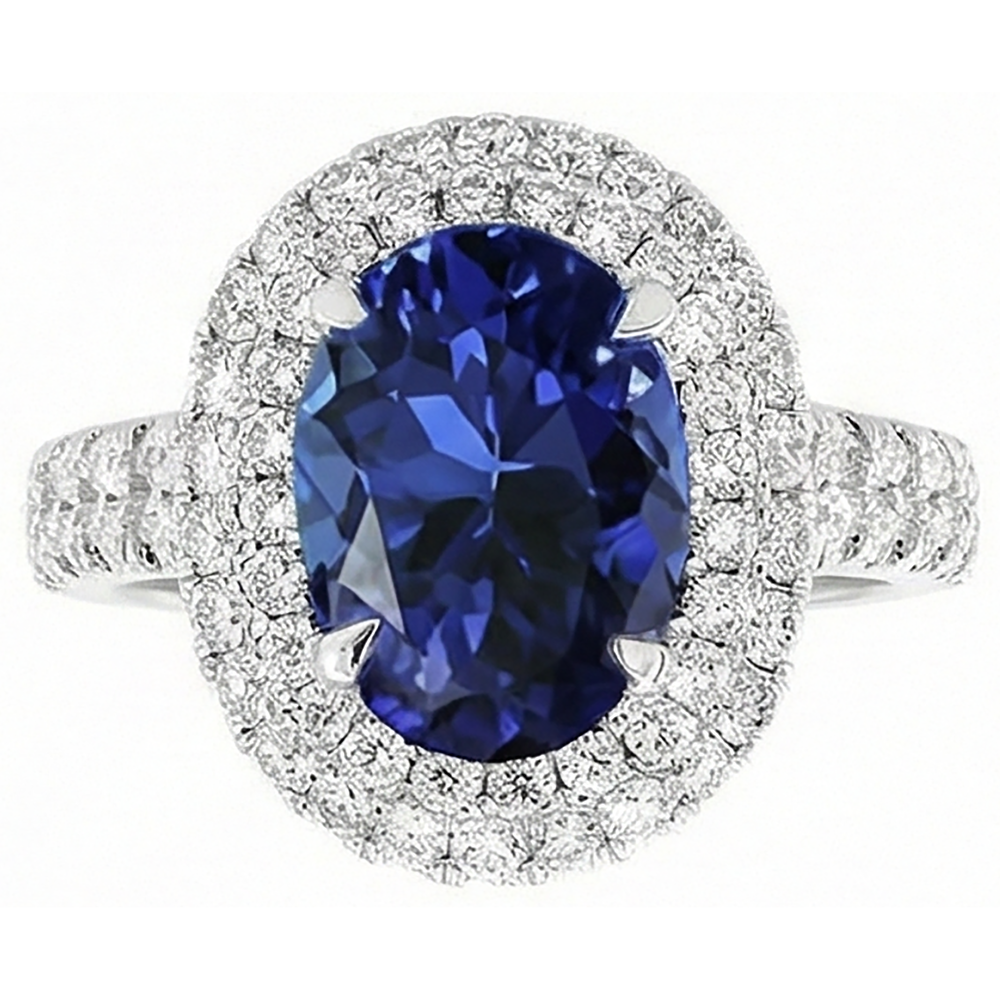 natural round tanzanite 1.85ct ring side angle