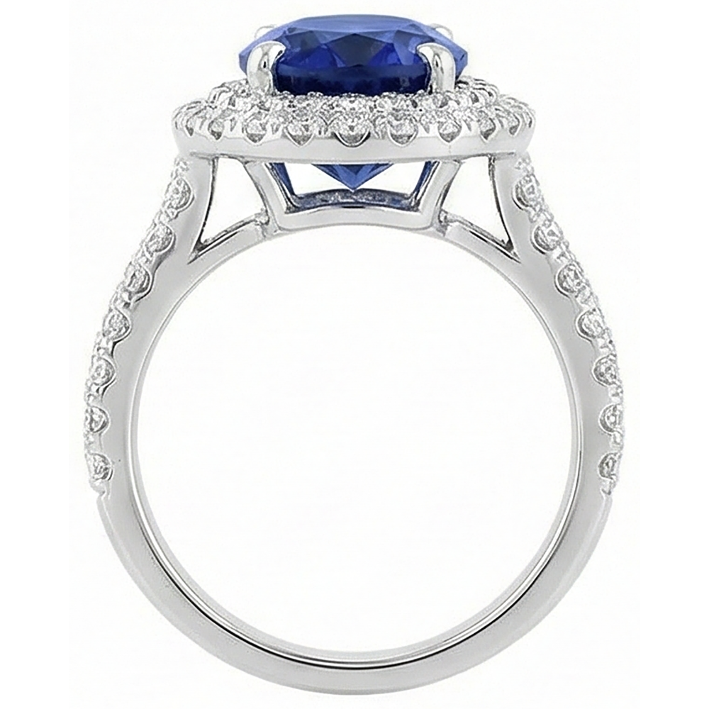 natural round tanzanite 1.85ct ring top view