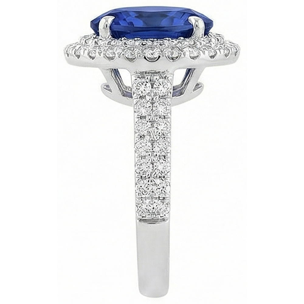 natural round tanzanite 1.85ct ring profile view