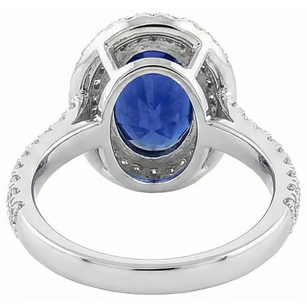 natural round tanzanite 1.85ct ring on white background