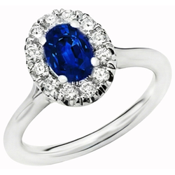 1.85 Ct Oval Round Cut Sri Lanka Sapphire Natural Earth Mined Diamond ( Not Lab Grown )  Ring