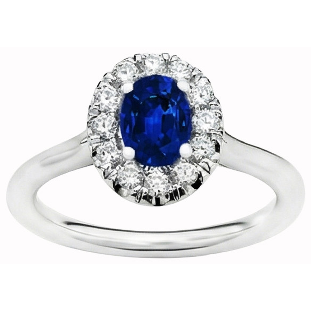 1.85 Ct Oval Round Cut Sri Lanka Sapphire Natural Earth Mined Diamond ( Not Lab Grown )  Ring