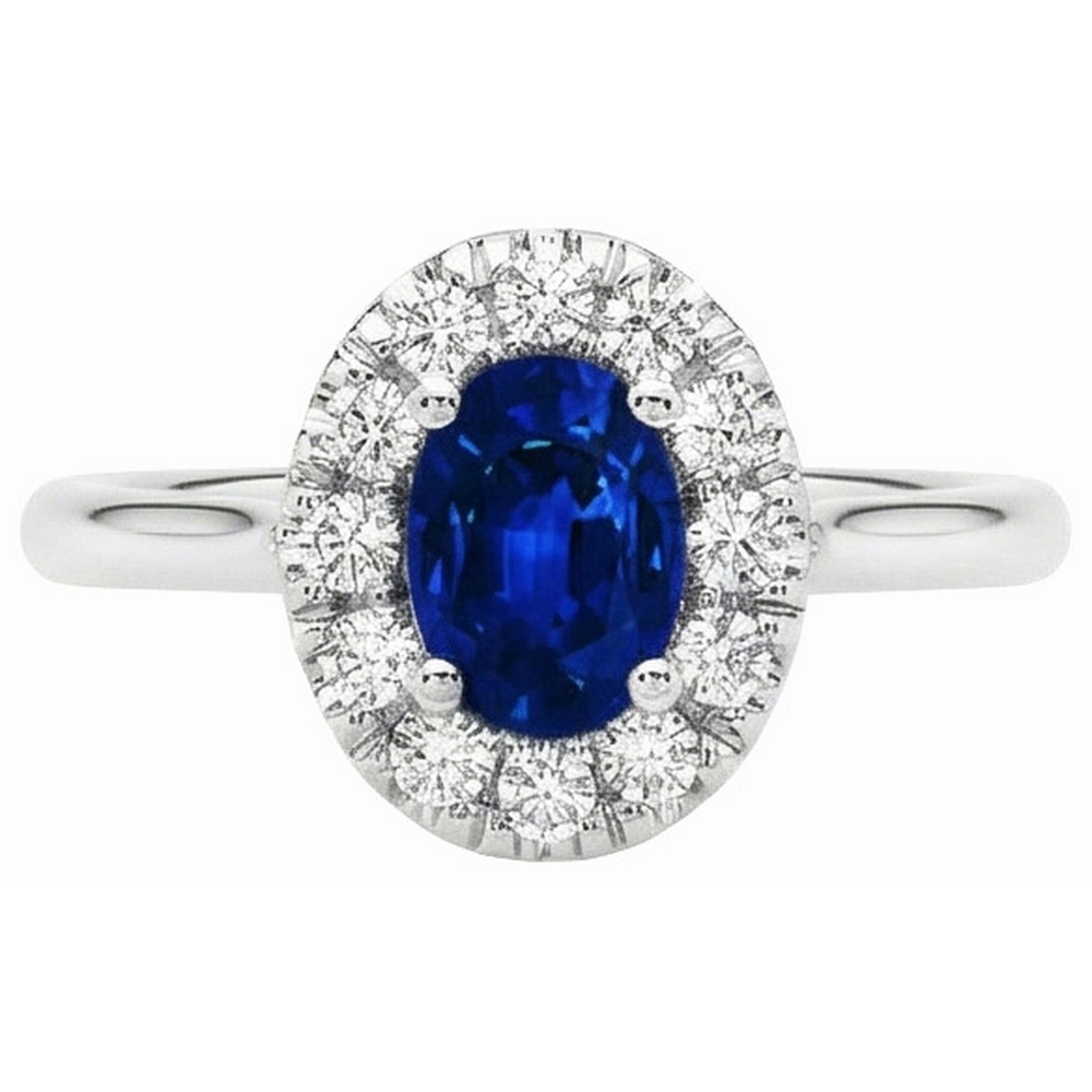 1.85 Ct Oval Round Cut Sri Lanka Sapphire Natural Earth Mined Diamond ( Not Lab Grown )  Ring