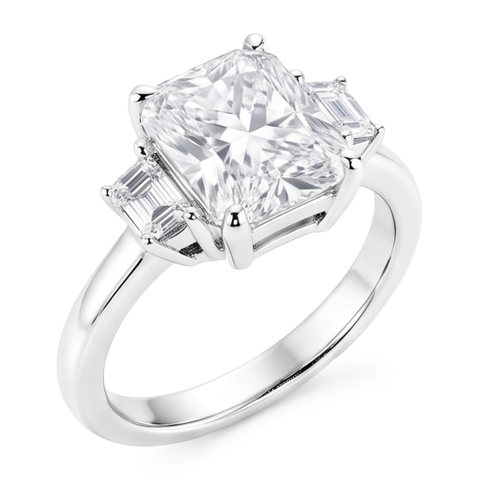 1.91 Carat Real Cushion Natural Earth Mined Diamond ( Not Lab Grown )  Three 3 Stone Ring Gold New