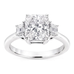 1.91 Carat Real Cushion Natural Earth Mined Diamond ( Not Lab Grown )  Three 3 Stone Ring Gold New