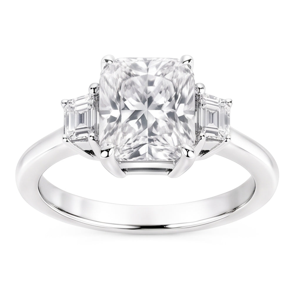 1.91 Carat Real Cushion Natural Earth Mined Diamond ( Not Lab Grown )  Three 3 Stone Ring Gold New