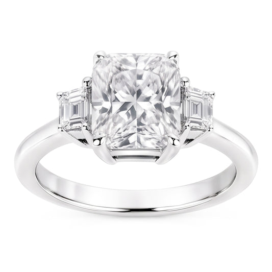 1.91 Carat Real Cushion Natural Earth Mined Diamond ( Not Lab Grown )  Three 3 Stone Ring Gold New