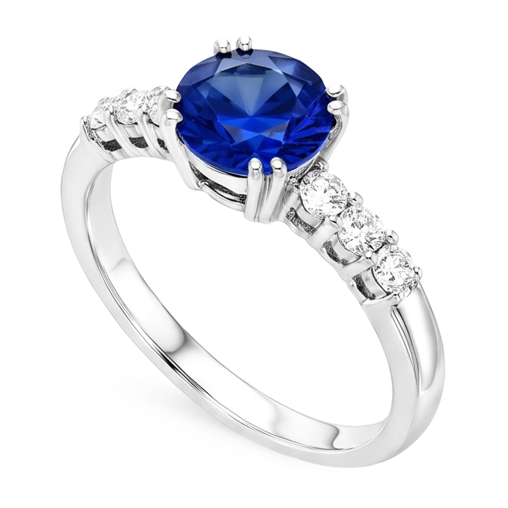 1 Carat Blue Sapphire Anniversary Ring