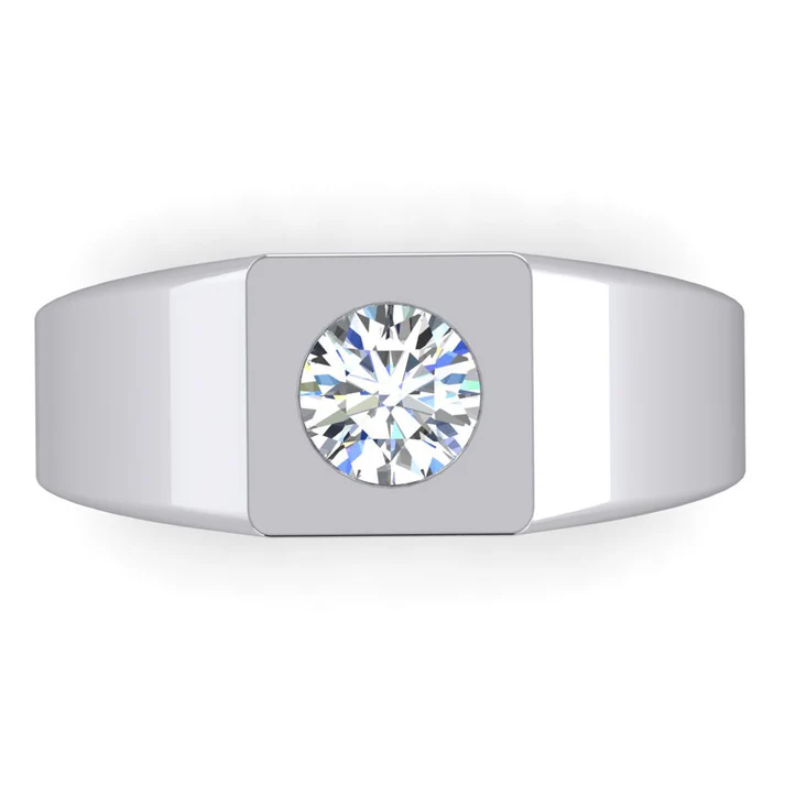 1 Carat F VS1 Natural Earth Mined Diamond ( Not Lab Grown )  Men's Solitaire Ring 14K White Gold