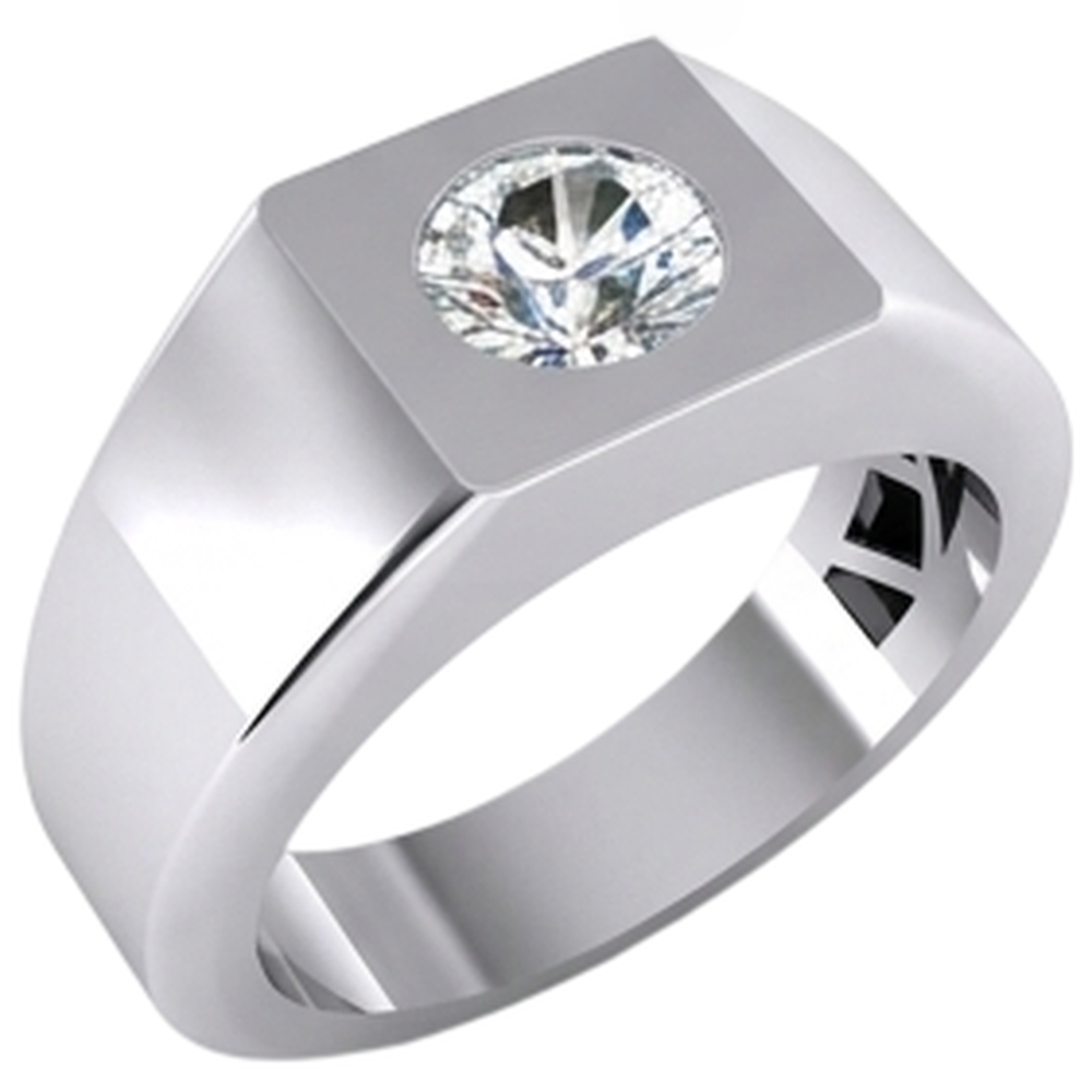 1 Carat F VS1 Natural Earth Mined Diamond ( Not Lab Grown )  Men's Solitaire Ring 14K White Gold