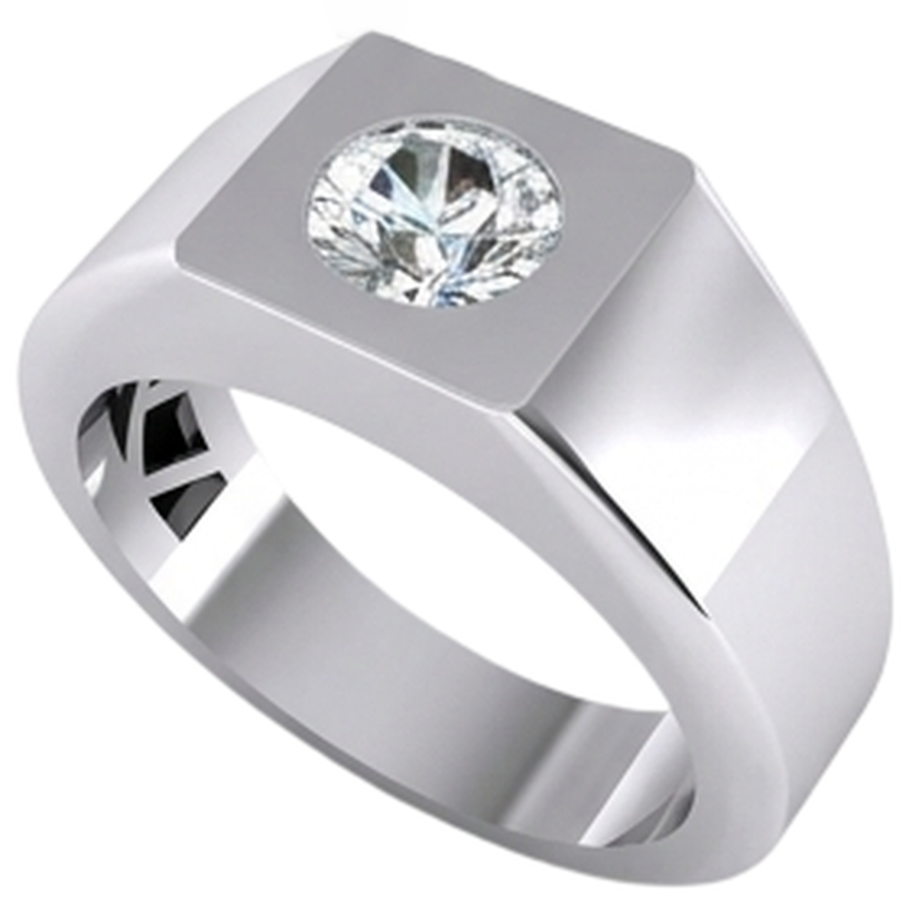 1 Carat F VS1 Natural Earth Mined Diamond ( Not Lab Grown )  Men's Solitaire Ring 14K White Gold