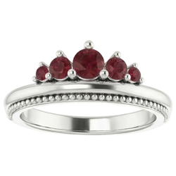 1 Carat Five Stone Ring Ruby White Gold 14K