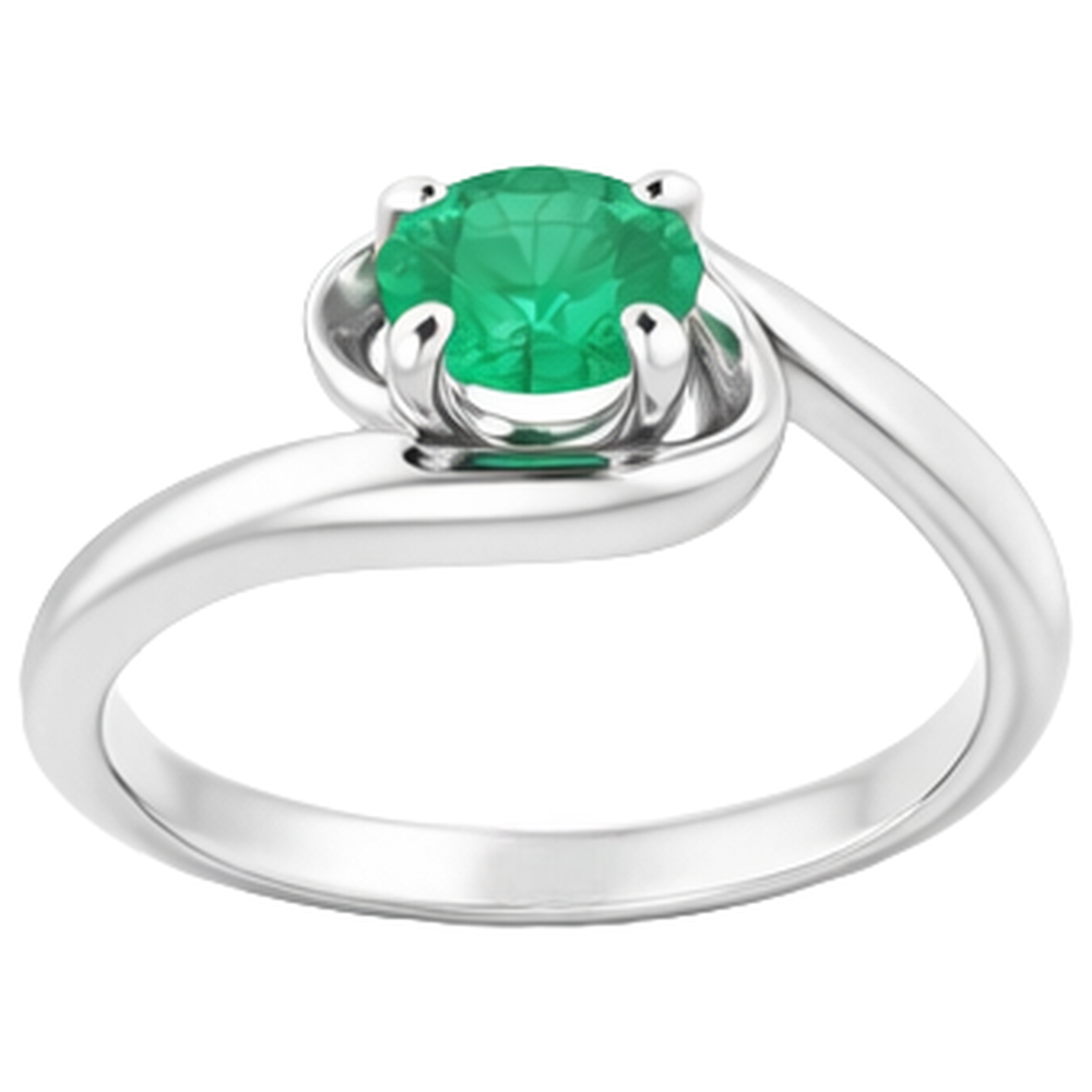 natural round emerald 1ct ring top view
