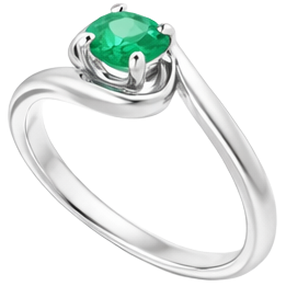 natural round emerald 1ct ring profile view