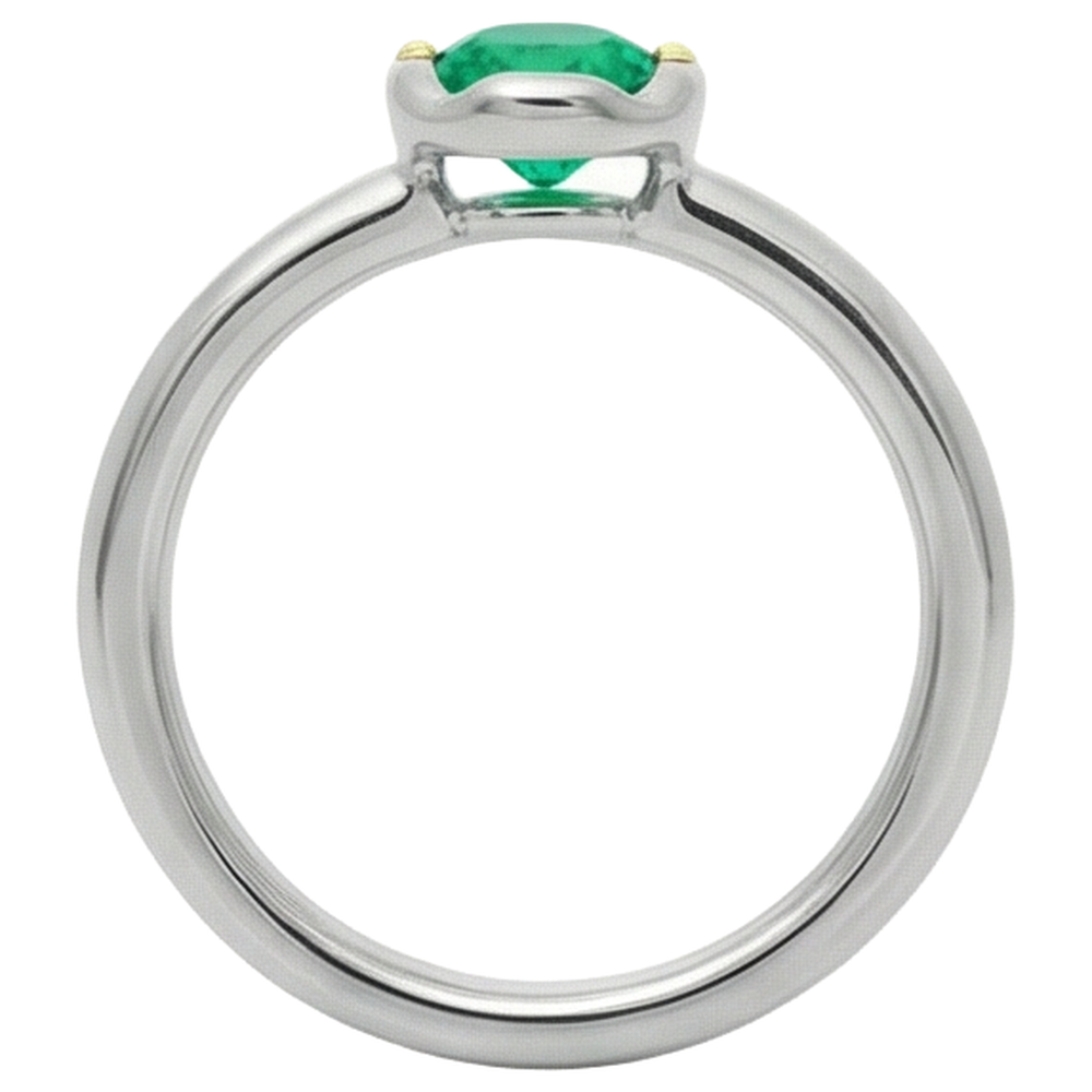 Emerald Precious Stone Ring 1-ct Two-Tone 14K Gold – top view