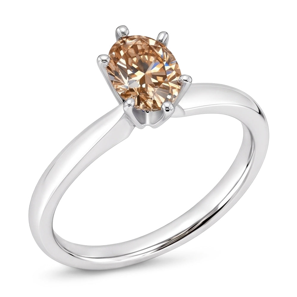 1 Carat Oval Champagne Natural Earth Mined Diamond ( Not Lab Grown )  Wedding Ring Gemstone
