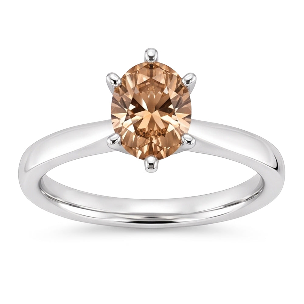 1 Carat Oval Champagne Natural Earth Mined Diamond ( Not Lab Grown )  Wedding Ring Gemstone