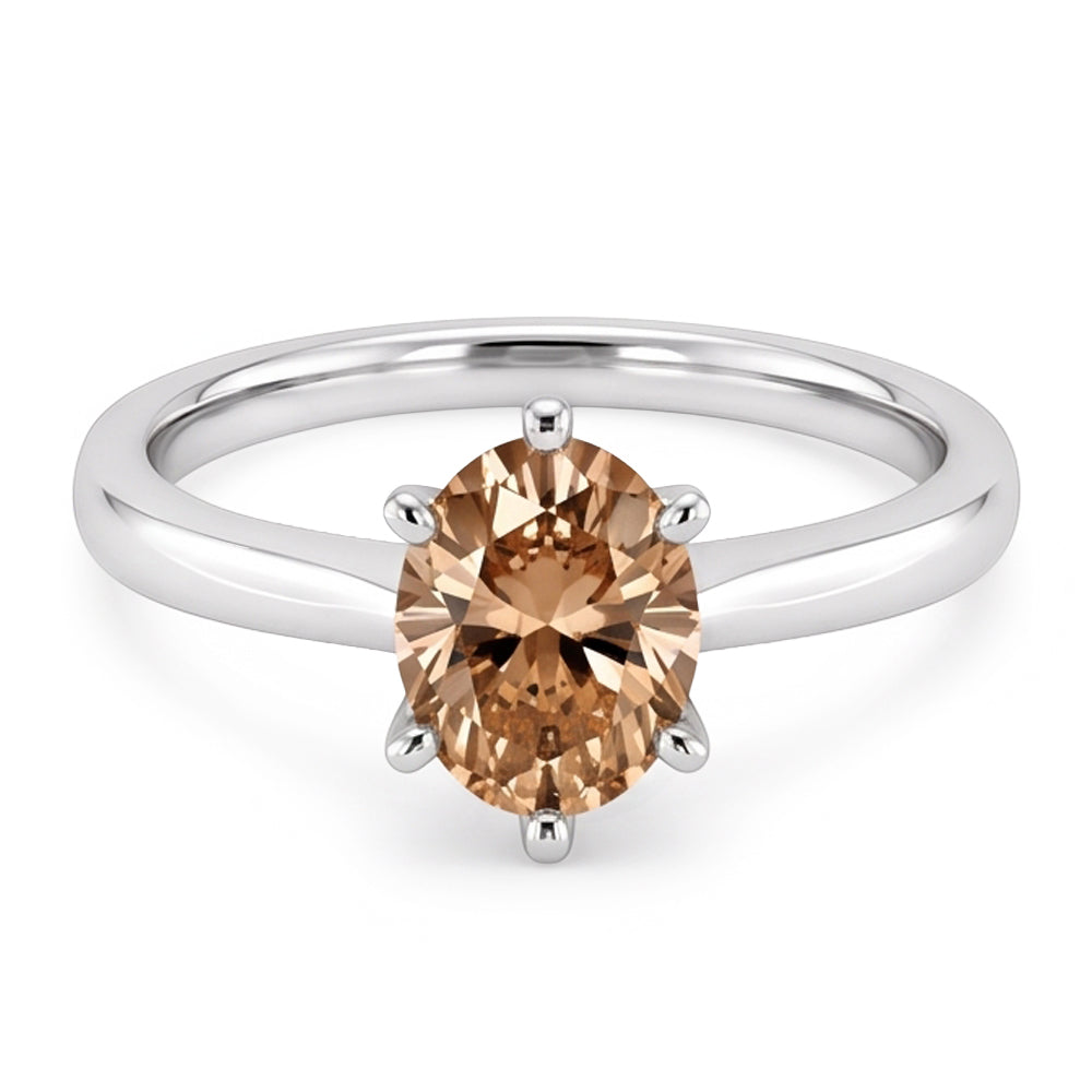 1 Carat Oval Champagne Natural Earth Mined Diamond ( Not Lab Grown )  Wedding Ring Gemstone