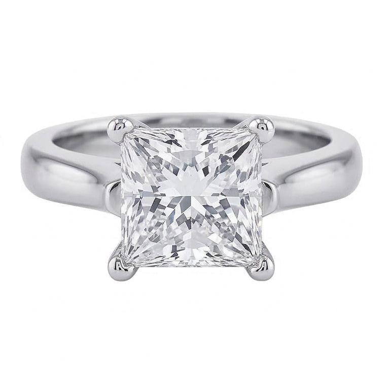 1 Carat Princess Cut Solitaire Natural Earth Mined Diamond ( Not Lab Grown ) Wedding Ring 14K White Gold