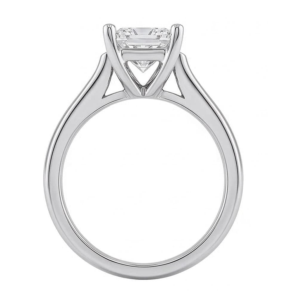 1 Carat Princess Cut Solitaire Natural Earth Mined Diamond ( Not Lab Grown ) Wedding Ring 14K White Gold