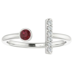 1 Carat Promise Ring Natural Earth Mined Diamond ( Not Lab Grown ) & Ruby Bezel Set White Gold