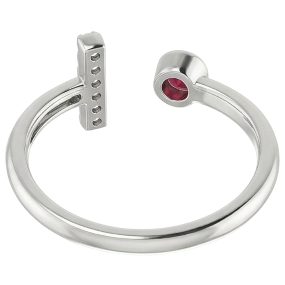 1 Carat Promise Ring Natural Earth Mined Diamond ( Not Lab Grown ) & Ruby Bezel Set White Gold
