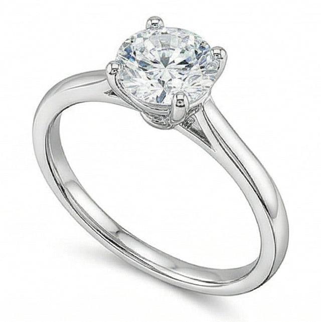 1 Carat Round Cut Solitaire Genuine Natural Earth Mined Diamond Wedding Lady Ring 4 Prongs