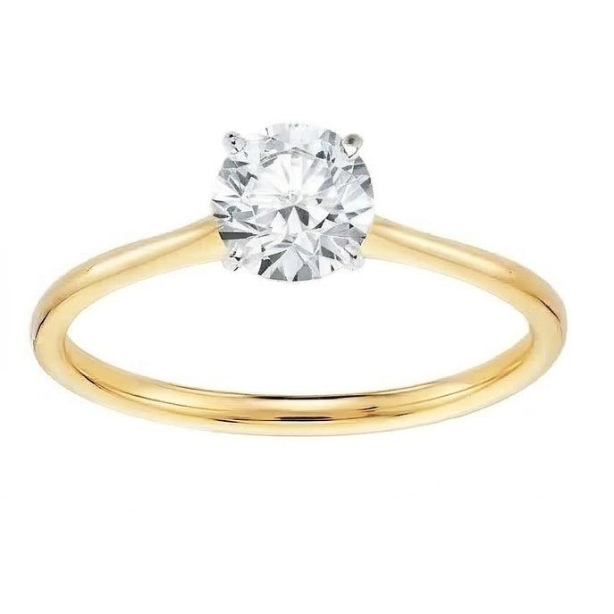 1 Carat Round Cut Solitaire Natural Earth Mined Diamond ( Not Lab Grown )  Promise Ring Two Tone Gold 14K