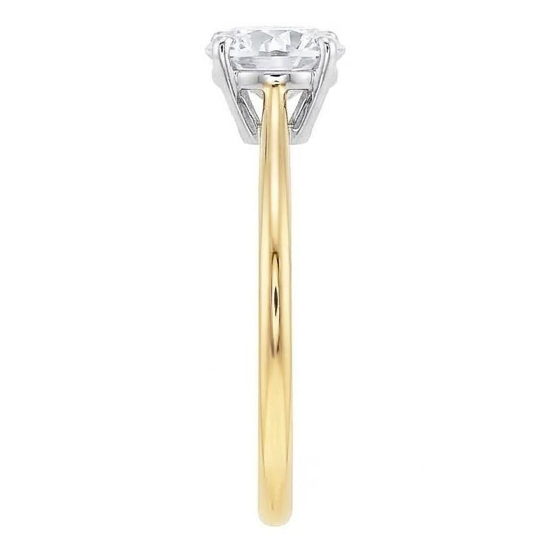 1 Carat Round Cut Solitaire Natural Earth Mined Diamond ( Not Lab Grown )  Promise Ring Two Tone Gold 14K