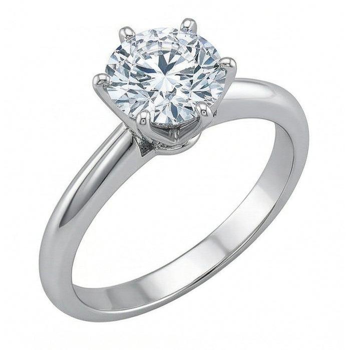 natural round diamond 1ct ring on white background