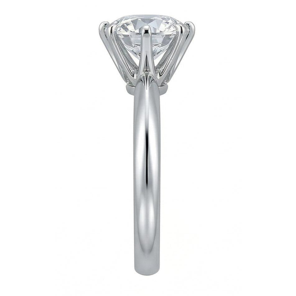 1 Carat Round Natural Earth Mined Diamond Solitaire Engagement Ring 14K White Gold