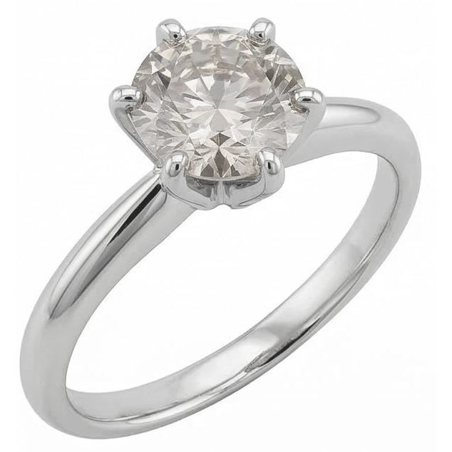 1 Carat Round Natural Earth Mined Diamond ( Not Lab Grown )  White Gold 14K Solitaire Engagement Ring New