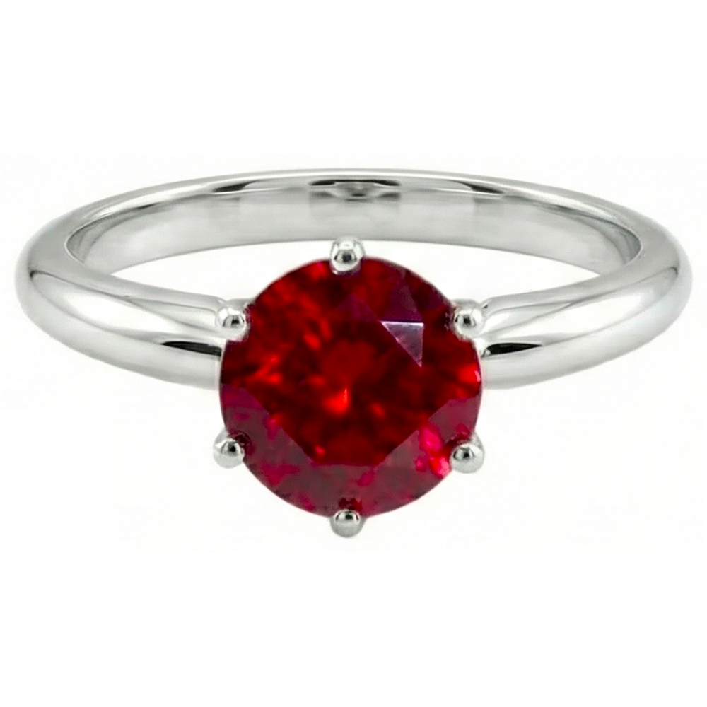 1 Carat Round Red Ruby Engagement Ring Solitaire Gemstone