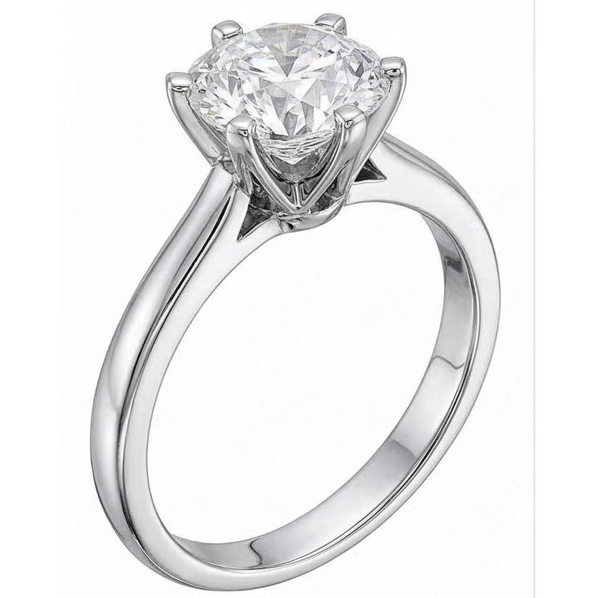 1 Carat Round Solitaire Natural Earth Mined Diamond Engagement Ring White Gold 14K