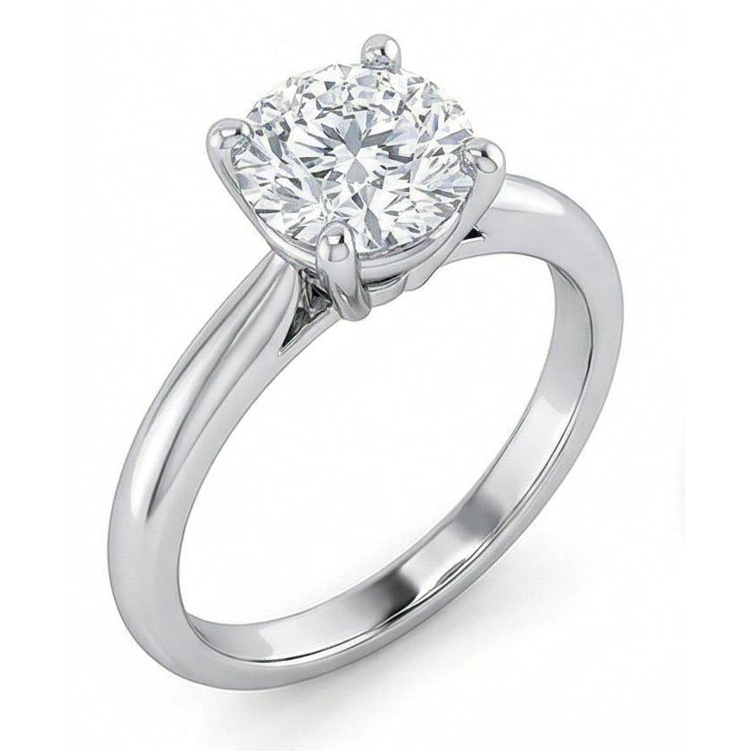 1 Carat Round Solitaire Natural Earth Mined Diamond ( Not Lab Grown ) Engagement Ring 14K White Gold