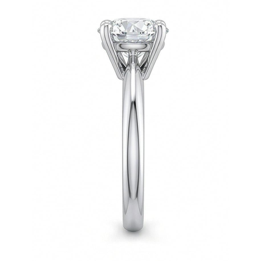 1 Carat Round Solitaire Natural Earth Mined Diamond ( Not Lab Grown ) Engagement Ring 14K White Gold