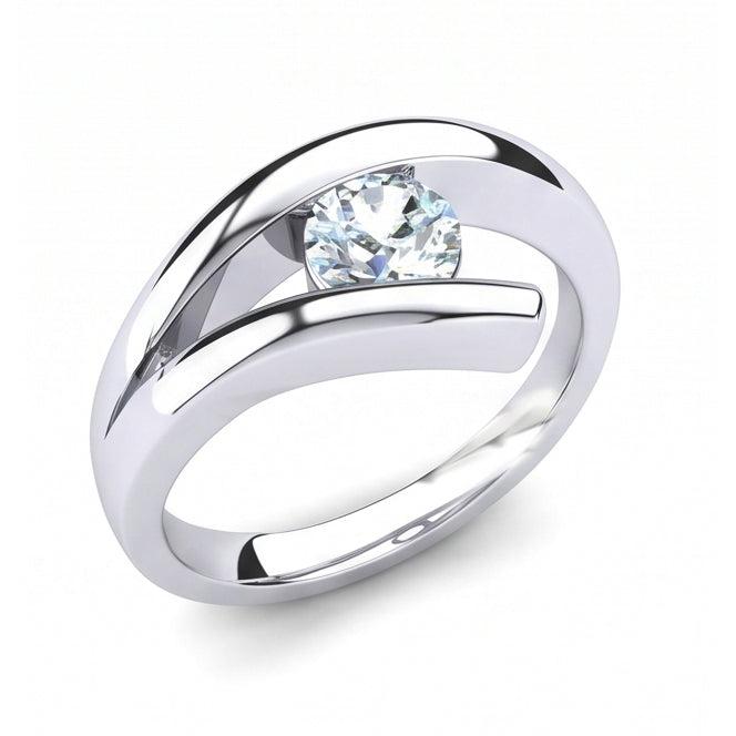1 Carat Solitaire Half Bezel Set Real Round Cut Natural Earth Mined Diamond ( Not Lab Grown ) Engagement Ring