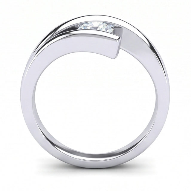 1 Carat Solitaire Half Bezel Set Real Round Cut Natural Earth Mined Diamond ( Not Lab Grown ) Engagement Ring