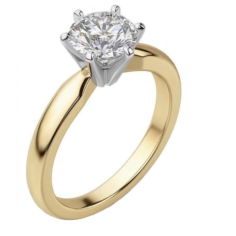 1 Carat Two Tone Comfort Fit Round Real Natural Earth Mined Diamond ( Not Lab Grown ) Ring Solitaire