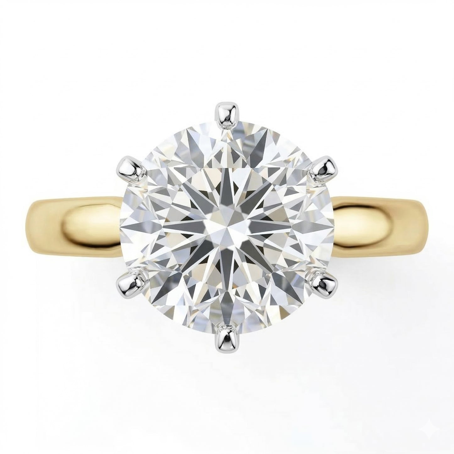 1 Carat Two Tone Comfort Fit Round Real Natural Earth Mined Diamond ( Not Lab Grown ) Ring Solitaire