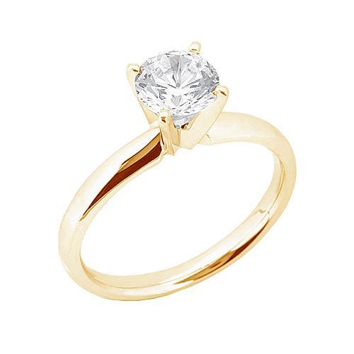 1 Carat Natural Earth Mined Diamond Solitaire Ring 4 Prong Set Yellow Gold 14K