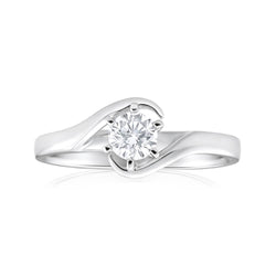 1 Carat Solitaire Round Cut Natural Earth Mined Diamond Engagement Ring White Gold 14K