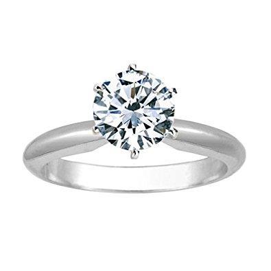 1 Carat Round Natural Earth Mined Diamond Solitaire Engagement Ring 14K White Gold
