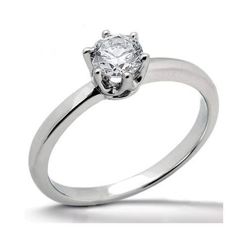 1 Carat Round Natural Earth Mined Diamond Engagement Ring White Gold 14K