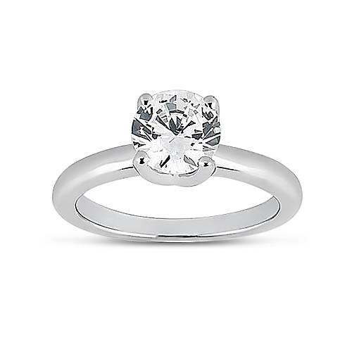 1 Carat Round Natural Earth Mined Diamond Solitaire Engagement Ring 14K White Gold New