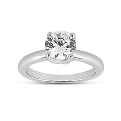 1 Carat Round Natural Earth Mined Diamond Solitaire Engagement Ring 14K White Gold New