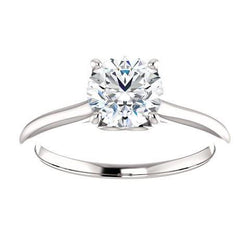 1 Carat Round Genuine Natural Earth Mined Diamond Solitaire Engagement Ring 14K White Gold