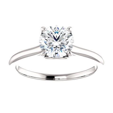 1 Carat Round Genuine Natural Earth Mined Diamond Solitaire Engagement Ring 14K White Gold